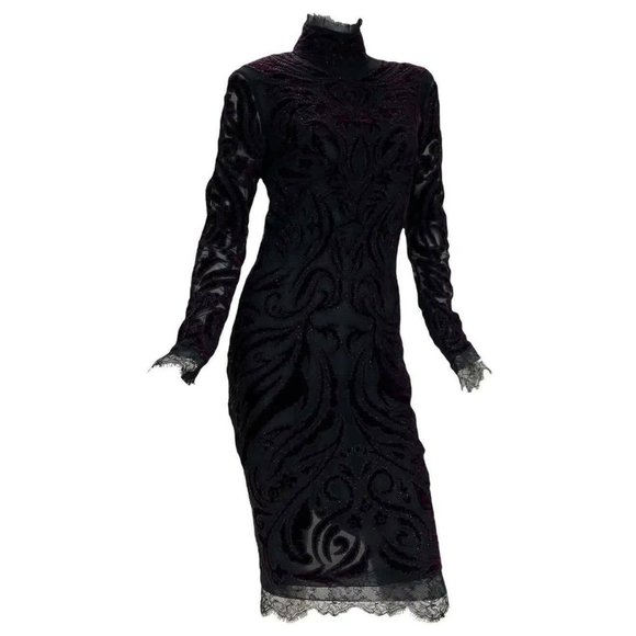Iconic Emilio Pucci F/W 2011 Bordeaux Velvet-Embroidered Dress IT 44, US 8 - Picture 2 of 11
